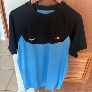 ellesse Black and Sky Blue Colorblock Athletic Tee